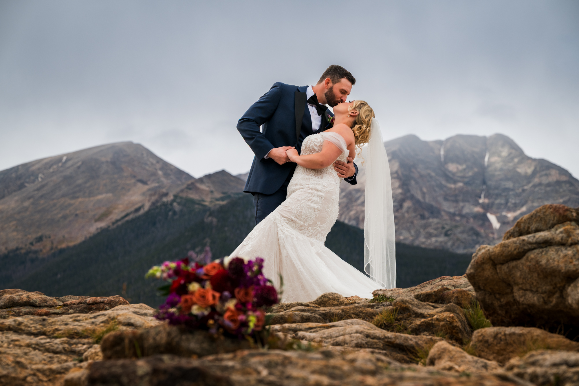 Bride & Groom before kissing in Rocky Mountain National Park, Estes Park, Colorado