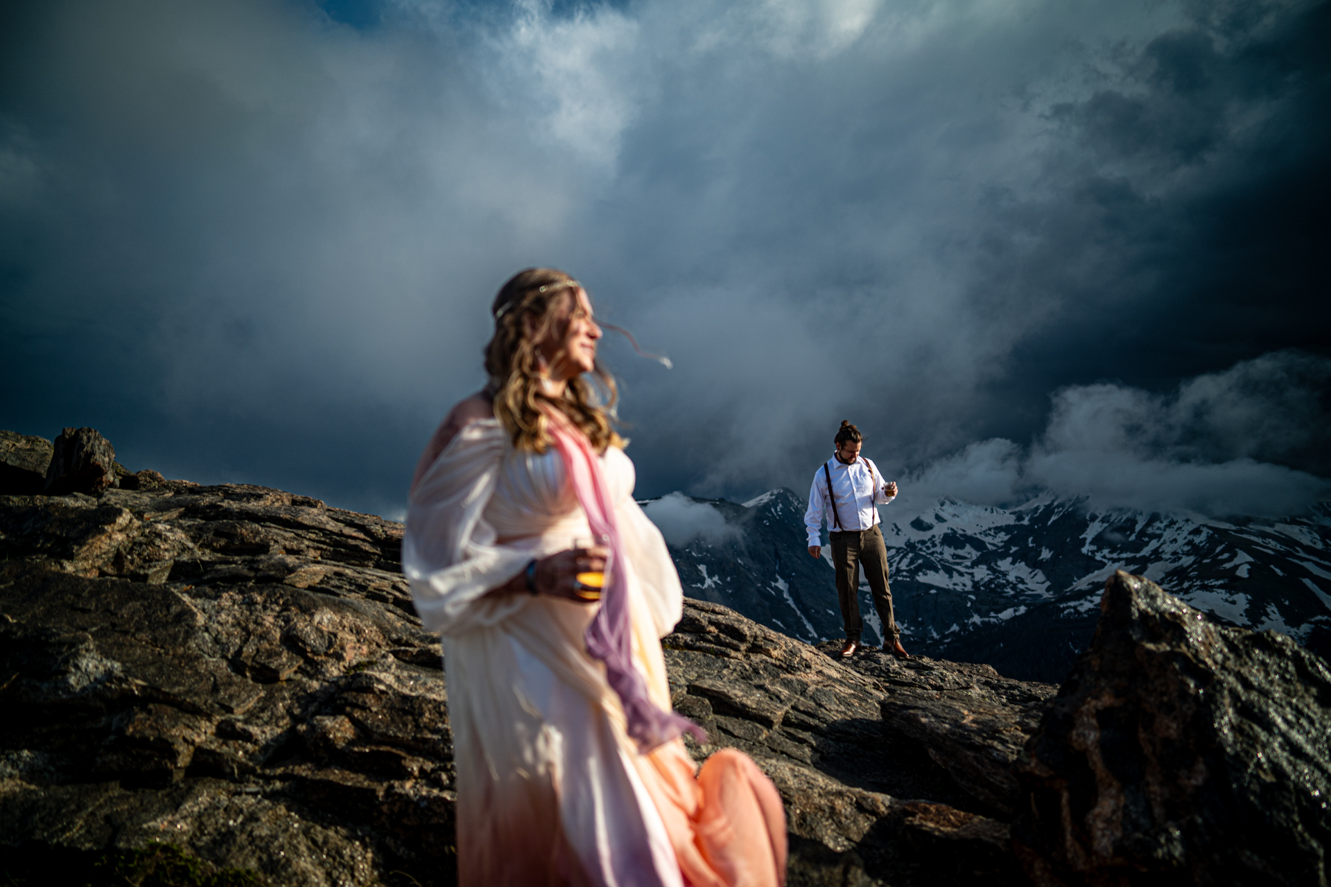 Couple on Their Wedding Day High in the Mountains of Rocky Mountain National Park