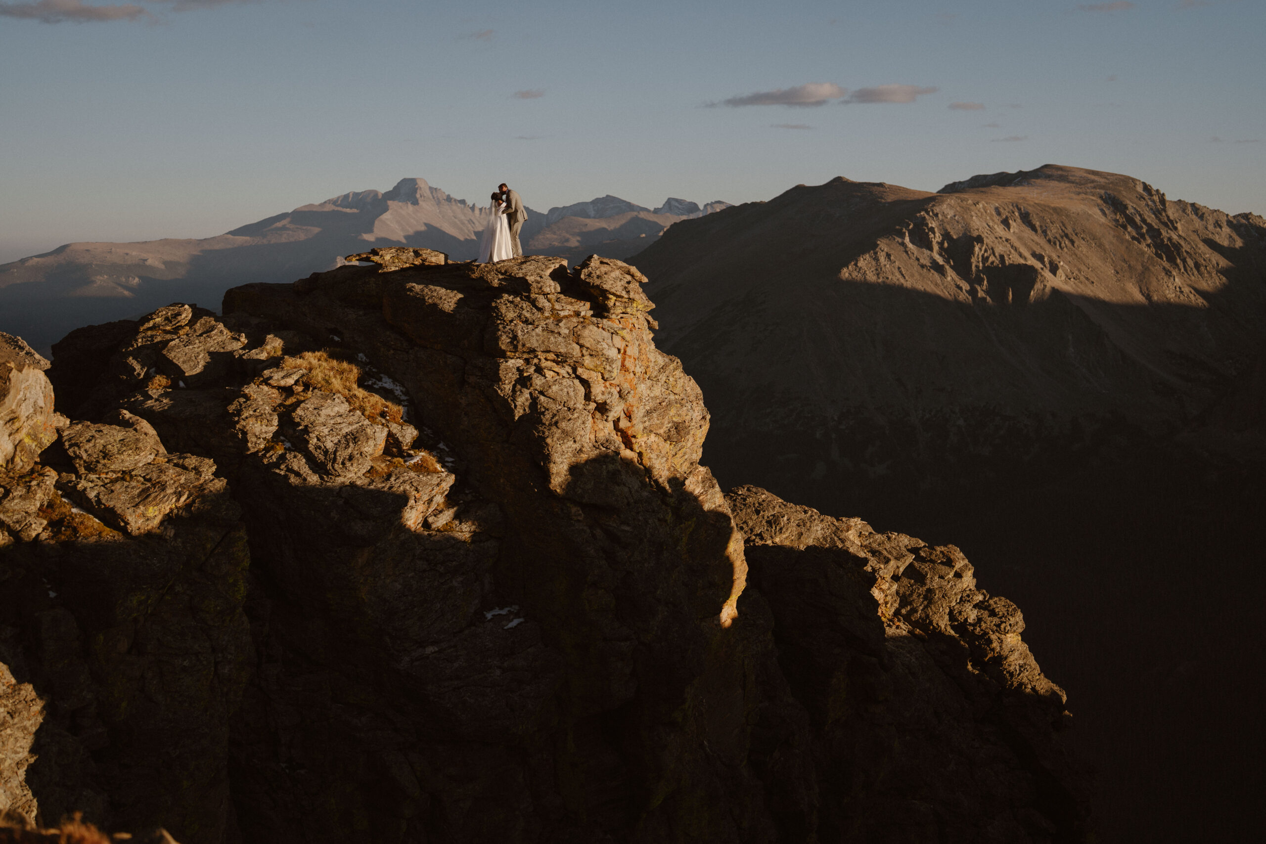 A wedding couple on top of Rocky Mountain National Park