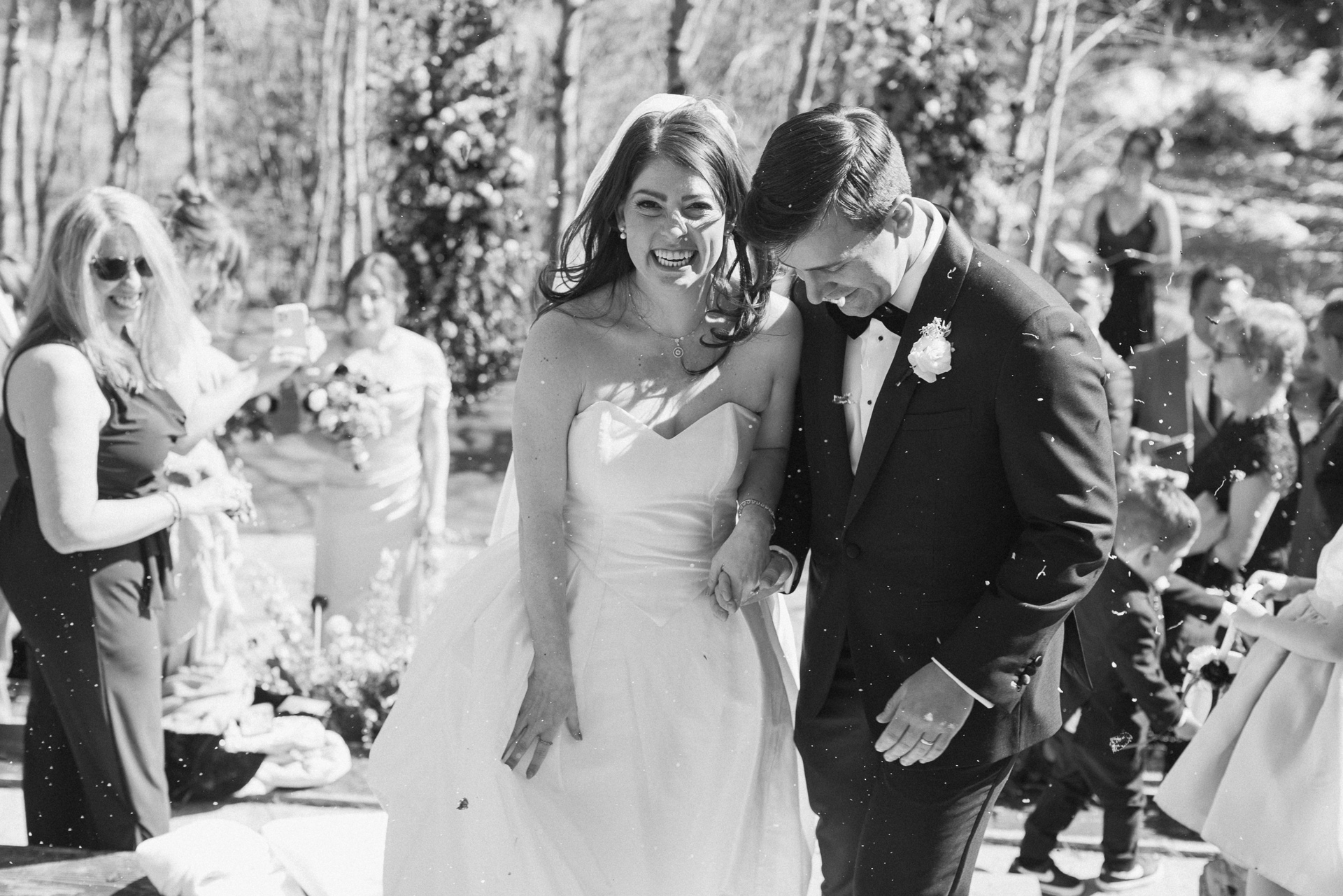 Couple celebrating after their wedding ceremony