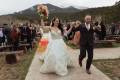 The joy of being married is clear on the couple's faces after their wedding at Wild Basin Lodge near Estes Park, Colorado