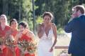Wedding couple at Wild Basin Lodge near Estes Park, Colorado, with their beer llama